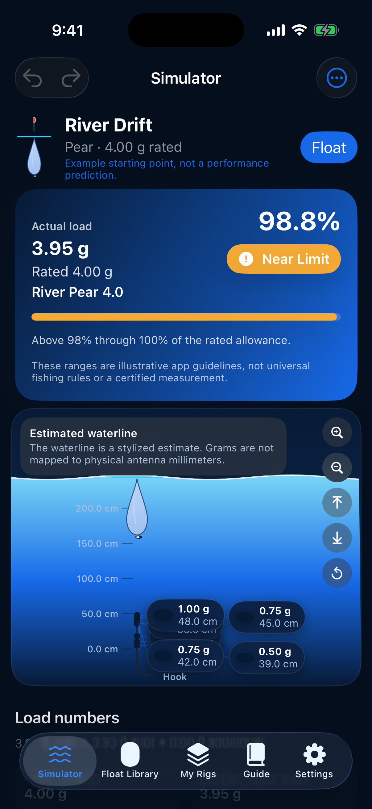 Simulator near limit river drift